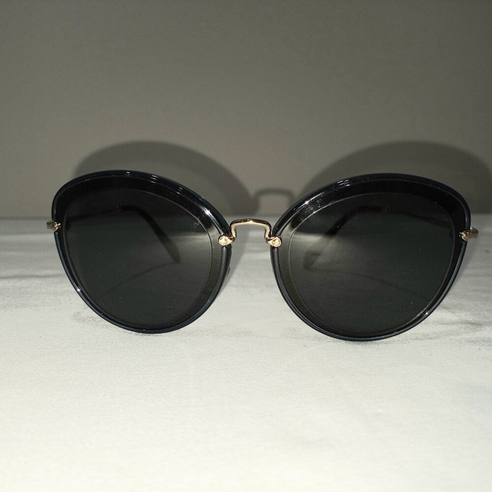 MIU MIU BLACK SUNGLASSES WITH CASE AND POUCH WOMEN LUXURY DESIGNER